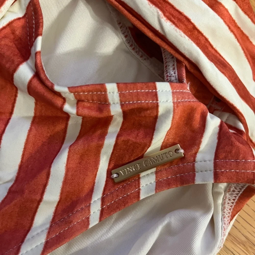 VINCE CAMUTO Papaya One Shoulder Wrap One Piece Swimsuit - Picture 4 of 5